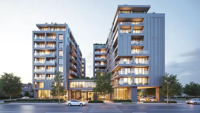 Illustration of a residential building, shown for Ventra
